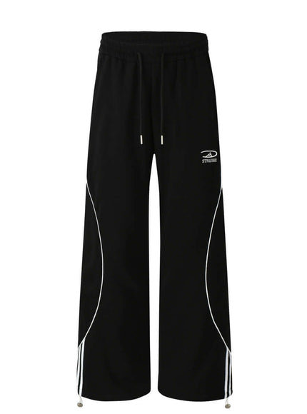 Back view of Gray striped drape wide by Grozavu