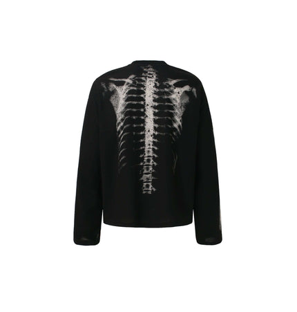 Dark Skeleton Print Hoodie – Loose Fit with a striking skeleton graphic on the back.