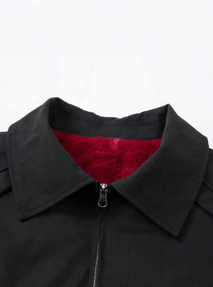 Close-up of Black imitation rabbit fur jacket fabric