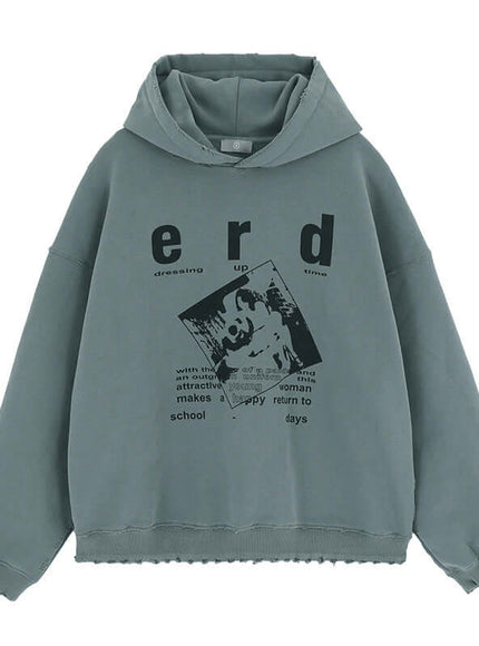 Model wearing Gray-green melancholic rich second printed by Grozavu