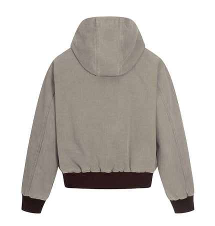 Back view of Color-Blocking Cotton Jacket – Loose Fit with hood and ribbed hem in soft cotton blend.