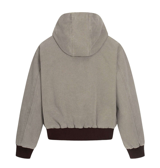 Back view of Color-Blocking Cotton Jacket – Loose Fit with hood and ribbed hem in soft cotton blend.