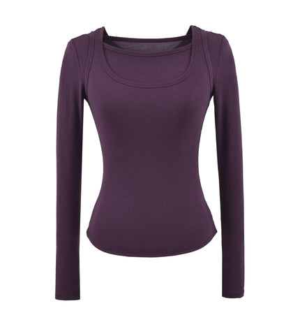 Square Neck Slim Fit Long Sleeve Top