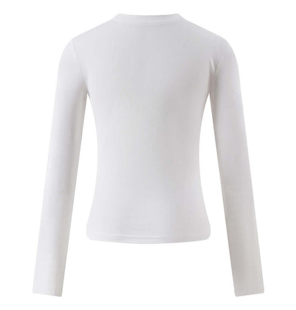 Long Sleeve Printed TShirt - Slim Fit showing the back view of a white long sleeve shirt.