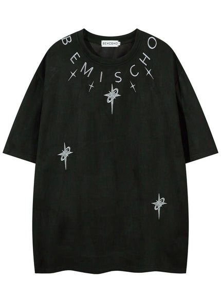 Black letter embroidery suede short top with Grozavu logo