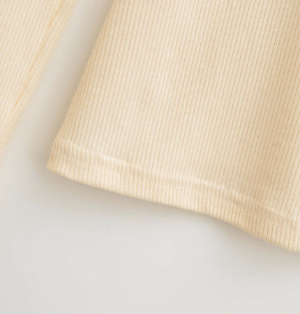 Top cu mânecă lungă, de tip slim fit, cu decolteu în V și bretele