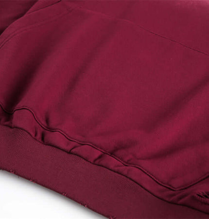 Tie-Dye Gradient Half-Zip Hoodie – Loose Fit close-up of pocket and distressed details