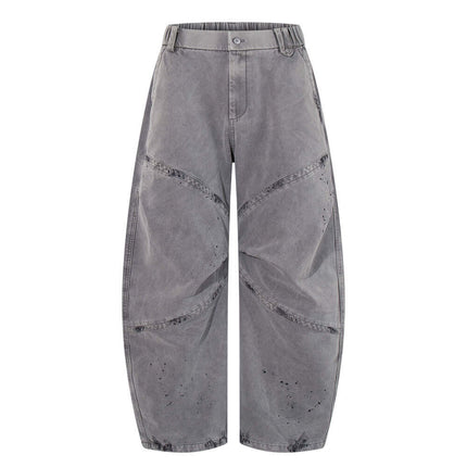 Patchwork Distressed Knife Pants showcasing a unique patchwork design with a distressed finish.