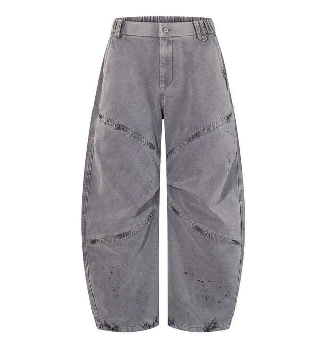 Patchwork Distressed Knife Pants showcasing a unique patchwork design with a distressed finish.