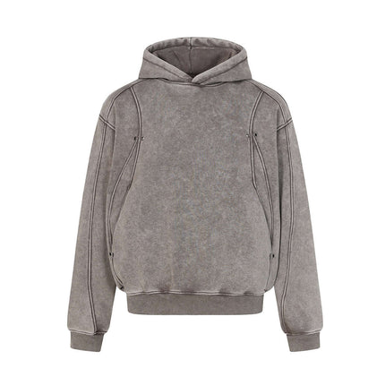 American Retro Washed Hoodie – Loose Fit in grey with hood and relaxed fit design.