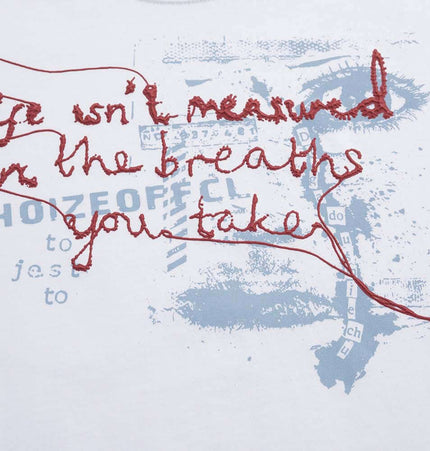 Retro Washed Face Letter TShirt – Loose Fit featuring expressive embroidered text design.