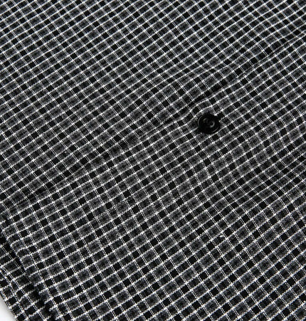 Checkered Patchwork Shirt - Loose Fit close-up of checkered pattern and button detail