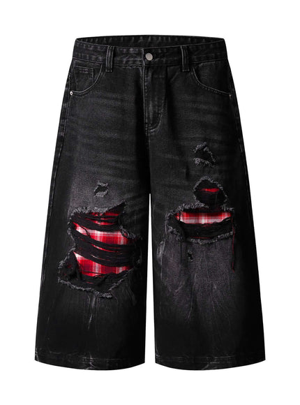 Black street distressed colorblock pants with Grozavu logo