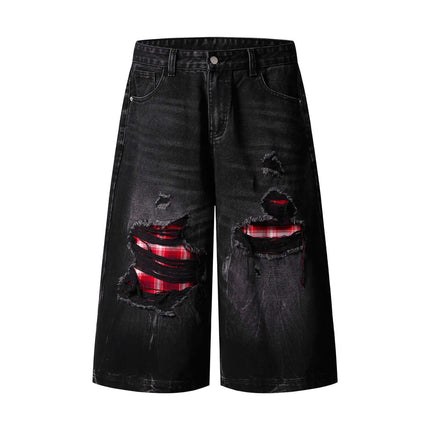 Black street distressed colorblock pants with Grozavu logo