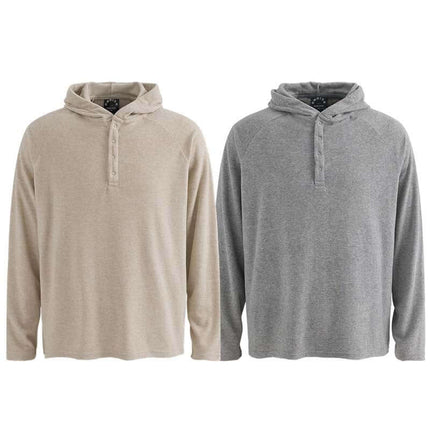 Half-Open Collar Hooded Top – Loose Fit in Apricot and Gray, combining style with comfort for everyday wear.