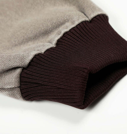 Color-Blocking Cotton Jacket – Loose Fit close-up of sleeve cuff with contrasting color detail