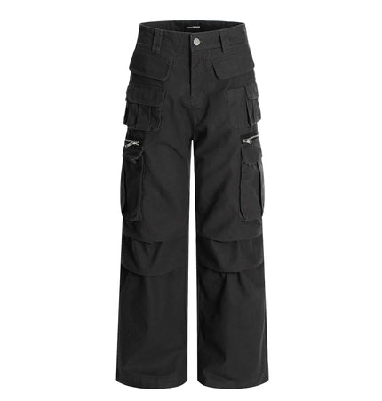 Multi-Pocket Work Pants – Straight Leg Fit in black with multiple pockets and a stylish straight leg design.