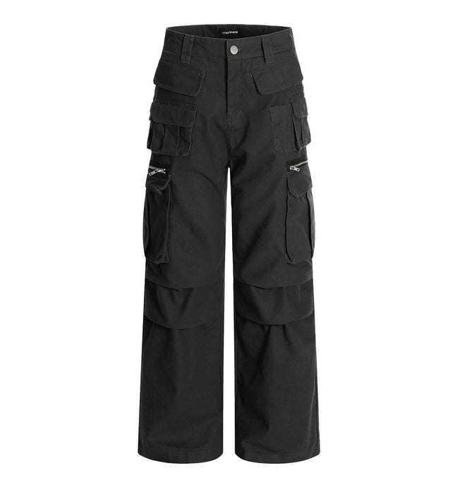 Multi-Pocket Work Pants – Straight Leg Fit in black with multiple pockets and a stylish straight leg design.