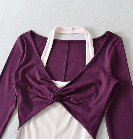 Top de manga larga con cuello colgante