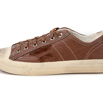 Pantofi retro cu șireturi din piele de vacă cu stea