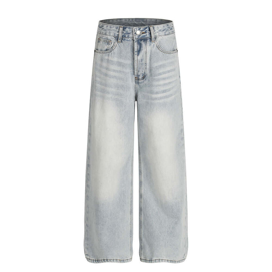 Light Blue denim jeans, distressed pants with Grozavu logo