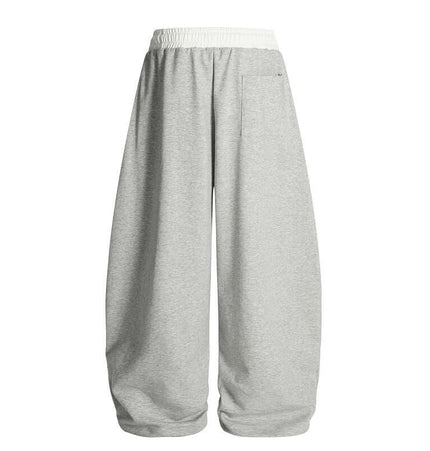 Towel Embroidery Heart Sweatpants in light gray with relaxed fit and white waistband.