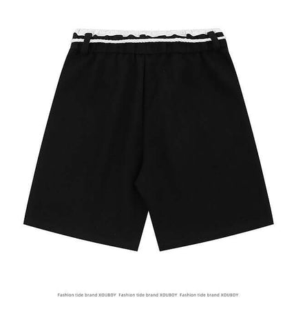 Back view of Straight Leg Drawstring Shorts – Loose Fit in black with a comfortable waistband.