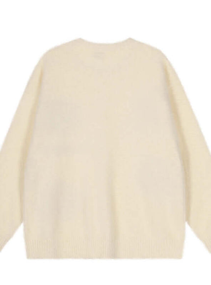 Apricot floral knit heavy cardigan with Grozavu logo