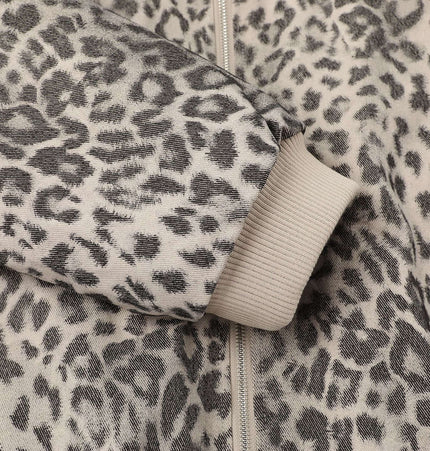 Leopard Print Velvet Jacket - Loose Fit close-up of sleeve and leopard print pattern