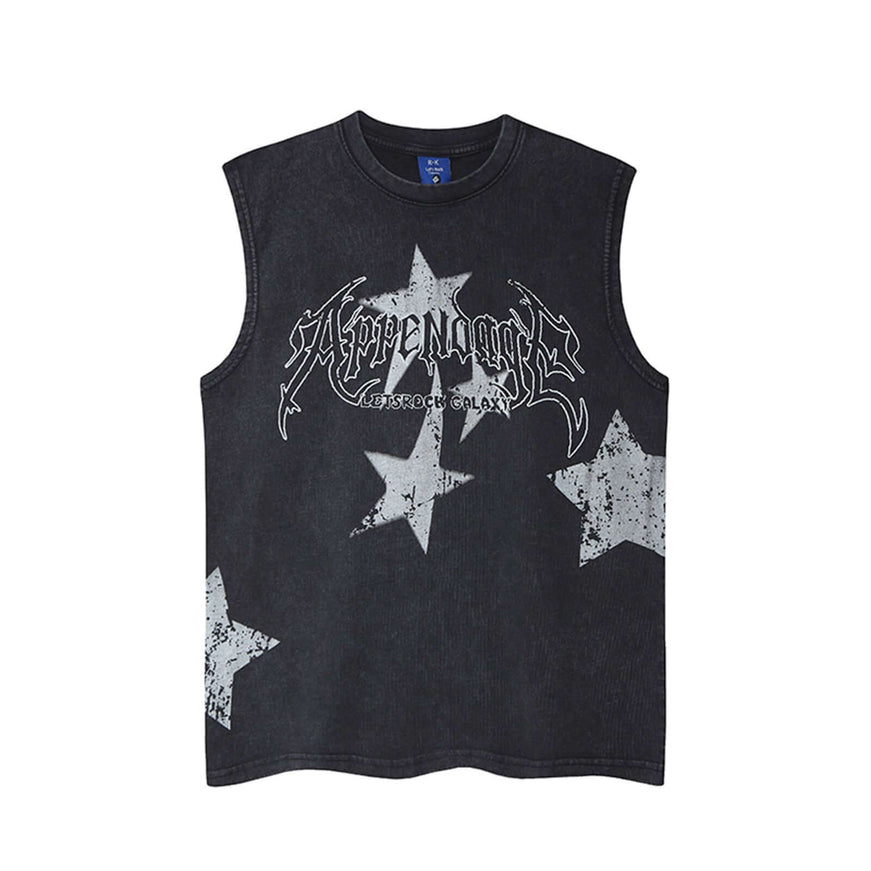 Black washed distressed tank top with Grozavu logo