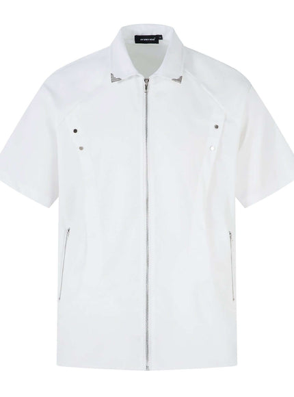 Back view of Black zipper unique short blouse by Grozavu