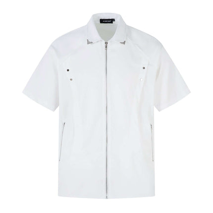 Back view of Black zipper unique short blouse by Grozavu