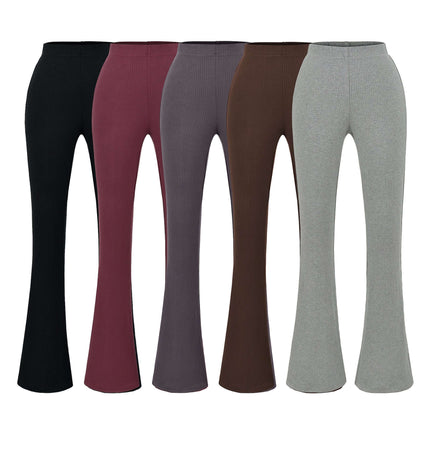 Slim Fit Low Waist Slightly Flared Pants in various colors displayed together, showcasing their stylish and comfortable design.
