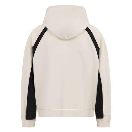 Back view of the Grozavu Retro Cartoon Patchwork Hoodie – Loose Fit with color-block design.