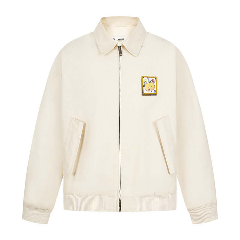 Apricot cropped tailored jacket with Grozavu logo