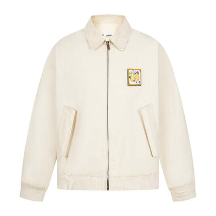 Apricot cropped tailored jacket with Grozavu logo