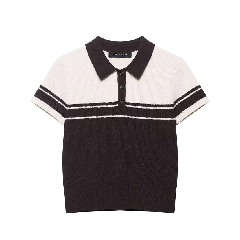 Maison Grozavu Minimalist Dune Polo in neutral — front view showing the clean silhouette and premium fabric construction