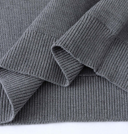 Close-up of the Casual Ribbed Half-Zip Sweater highlighting the ribbed knit pattern and premium fabric.