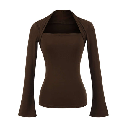 Langarm-Top mit quadratischem Ausschnitt