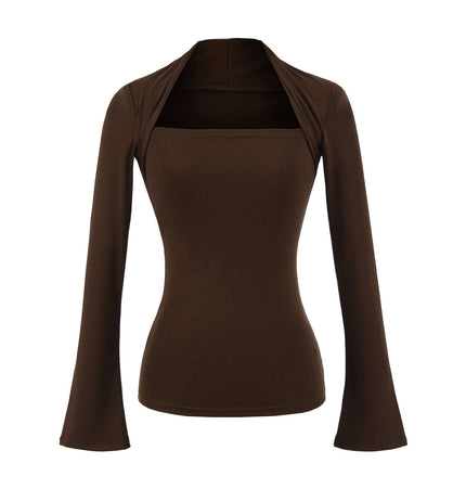 Blusa de Manga Larga con Escote Cuadrado