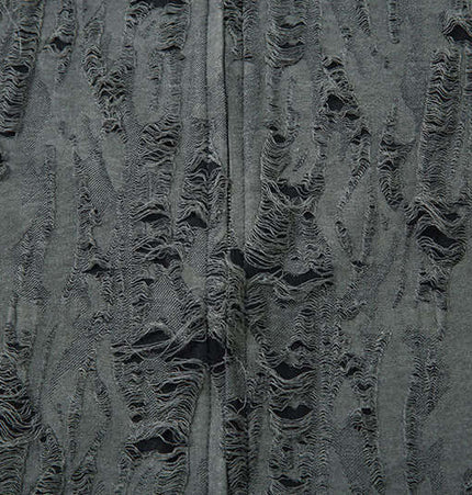 Distressed Short Sleeve Shirt - Loose Fit fabric texture, featuring a unique high-street inspired distressed design.