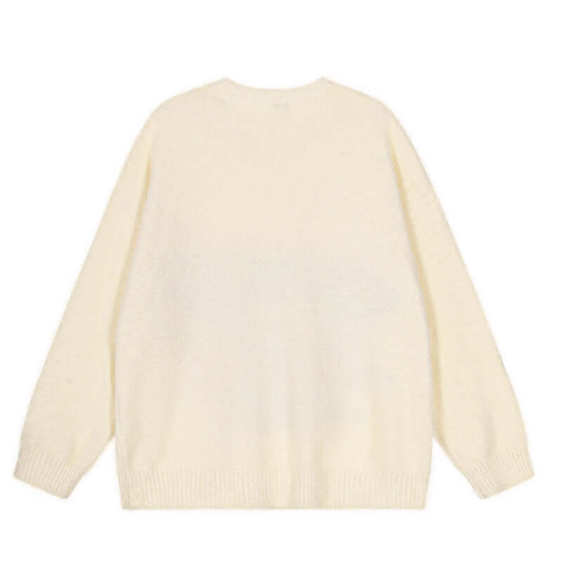 Apricot jacquard crewneck with Grozavu logo