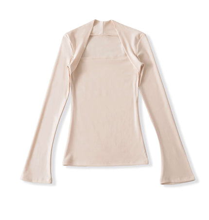 Bluză cu mânecă lungă și decolteu pătrat