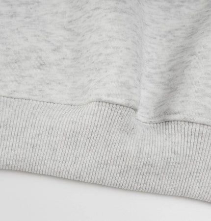 Casual Fit Plum Blossom Retro Hoodie grey fabric detail with ribbed hem and plush texture