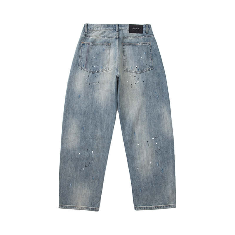 Front view of Batch Splatter Print Straight Jeans - Grozavu brand streetwear