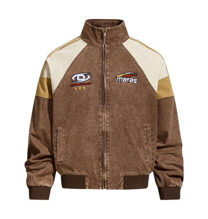 Distressed Letter Jacket –  Loose Fit