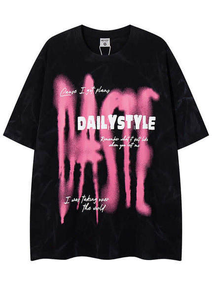 Black graffiti letter short sleeve tee with Grozavu logo