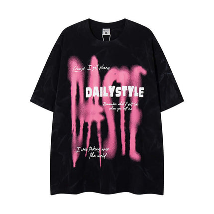 Black graffiti letter short sleeve tee with Grozavu logo