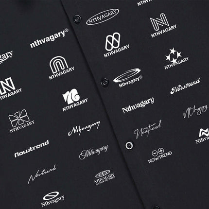 Back side view of Logo Label Letter Printed Sleeve by Grozavu brand streetwear