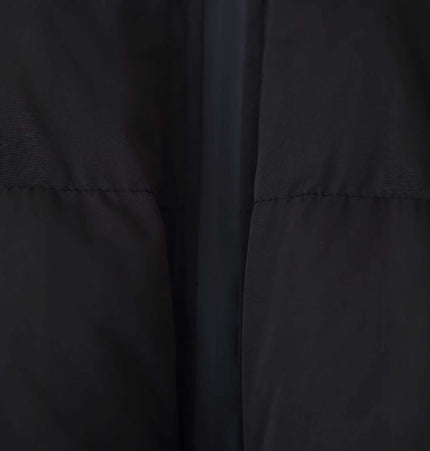 Close-up view of the stand collar and zipper of the Stand Collar Zip Jacket – Casual Fit in black.